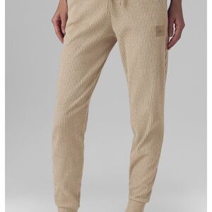 ALO Yoga Women's Beige Ribbed Track Pants